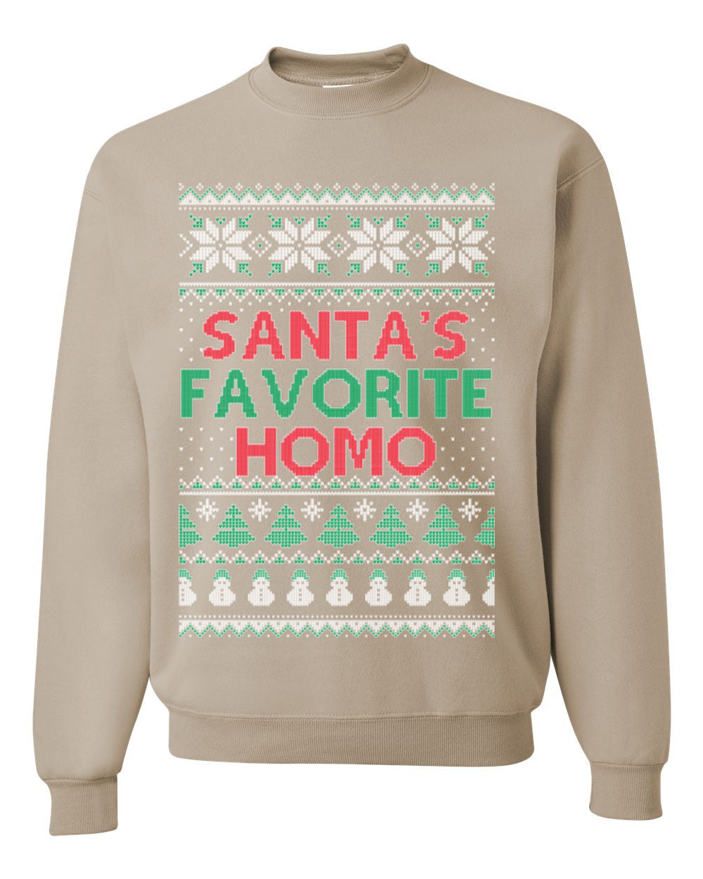 Santa's Favorite Homo, Funny LGBT Pride Grey Greysexual Gay Lesbian Homosexual Bi Bisexual, Ugly Christmas Sweater Ugly Christmas Unisex Crewneck Sweatshirt
