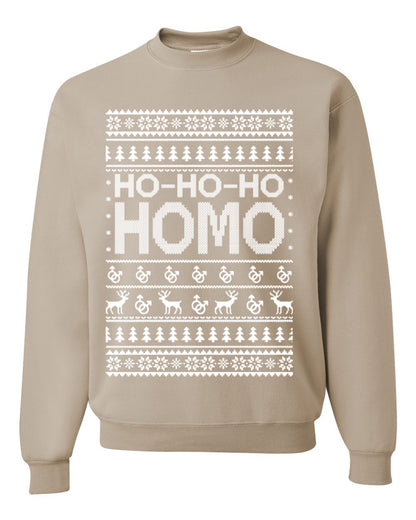 Ho Ho Ho Homo, Funny LGBT Pride Grey Greysexual Gay Lesbian Homosexual Bi Bisexual,  Ugly Christmas Unisex Crewneck Sweatshirt