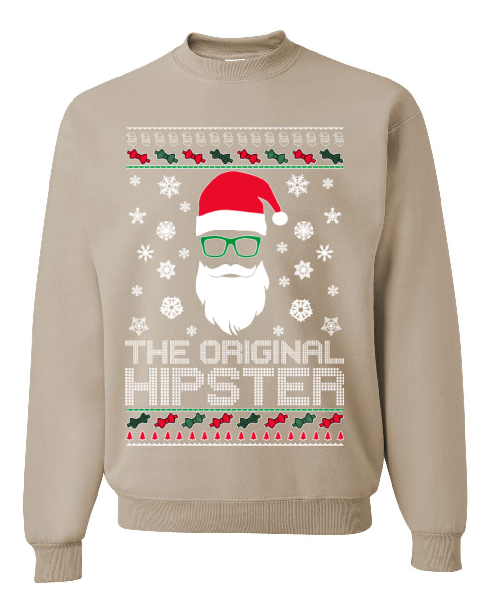 Santa Claus the Original Hipster, Funny IPAs Rim Glasses Hipsters Libs Viral Meme, Ugly Christmas Sweater Ugly Christmas Unisex Crewneck Sweatshirt