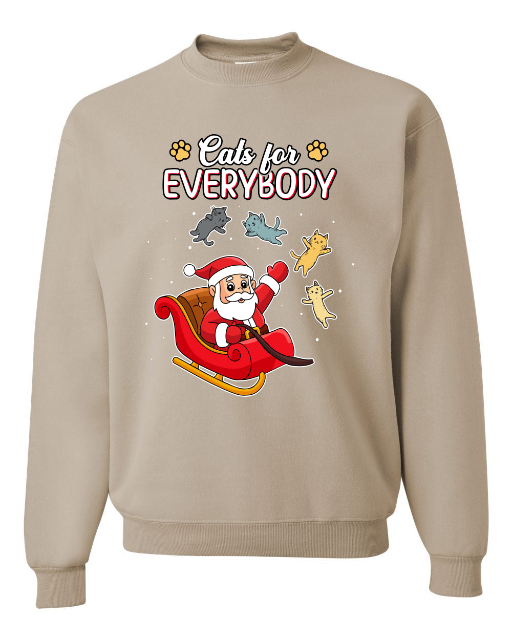 Cats for Everybody, Cute Santa Claus Santa's Sleigh Floating Space Cat  Ugly Christmas Unisex Crewneck Sweatshirt