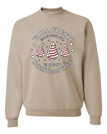 Farm Fresh Christmas Tree, Sprinkle Frosted Cake, Ready to Eat | Classic Winter Holiday Dessert  Ugly Christmas Unisex Crewneck Sweatshirt