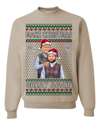 Make Christmas Great Again, MAGA Donald Trump JD Vance 2024, 2000s Comedy Movie Parody, Ugly Christmas Sweater Ugly Christmas Unisex Crewneck Sweatshirt