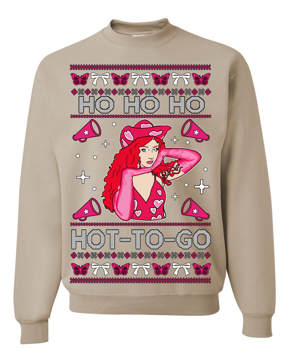 Ho Ho Ho Hot to Go, Viral Midwest Princess Song Dance Pop Star Concert Tour Merch, Ugly Christmas Sweater Ugly Christmas Unisex Crewneck Sweatshirt