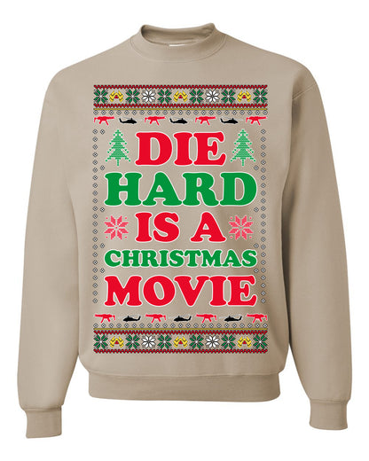 Die Hard is a Christmas Movie Classic, McClane Hans Nakatomi Plaza Xmas Party Holiday Movies, Ugly Christmas Sweater Crewneck Sweatshirt Ugly Christmas Unisex Crewneck Sweatshirt