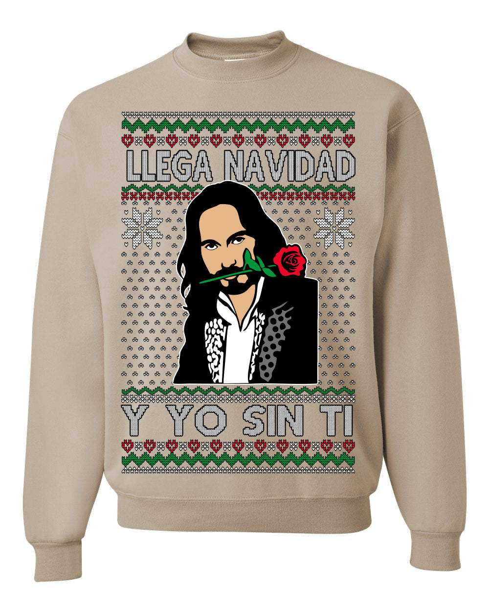 Llega Navidad Y Yo Sin Ti Christmas Is Coming, Marco Mexican Pop Star Mexico Music Michoacán Ugly Christmas Sweater Ugly Christmas Unisex Crewneck Sweatshirt