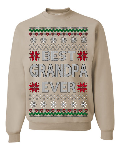 Best Grandpa Ever Classic Xmas Winter Holidays Ugly Christmas Sweater Ugly Christmas Unisex Crewneck Sweatshirt