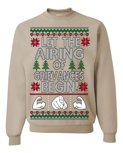 Let the Airing of Grievances Begin Funny TV Sitcom Festivus for the Rest of Us, Feats of Strength Iconic TV Quote Ugly Christmas Unisex Crewneck Sweatshirt