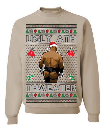 Ugly Ath Sweater Merry Chrithmith, Mike Tyson Butt Viral Ugly Ass Boxing Fight Meme Men Women Funny Ugly Christmas Sweater Ugly Christmas Unisex Crewneck Sweatshirt