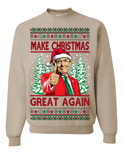 Make Christmas Great Again, Santa Claus Donald Trump, JD Vance 2024 Election Funny Political Conservative Republican Men Women Ugly Christmas Sweater Ugly Christmas Men's T-Shirt