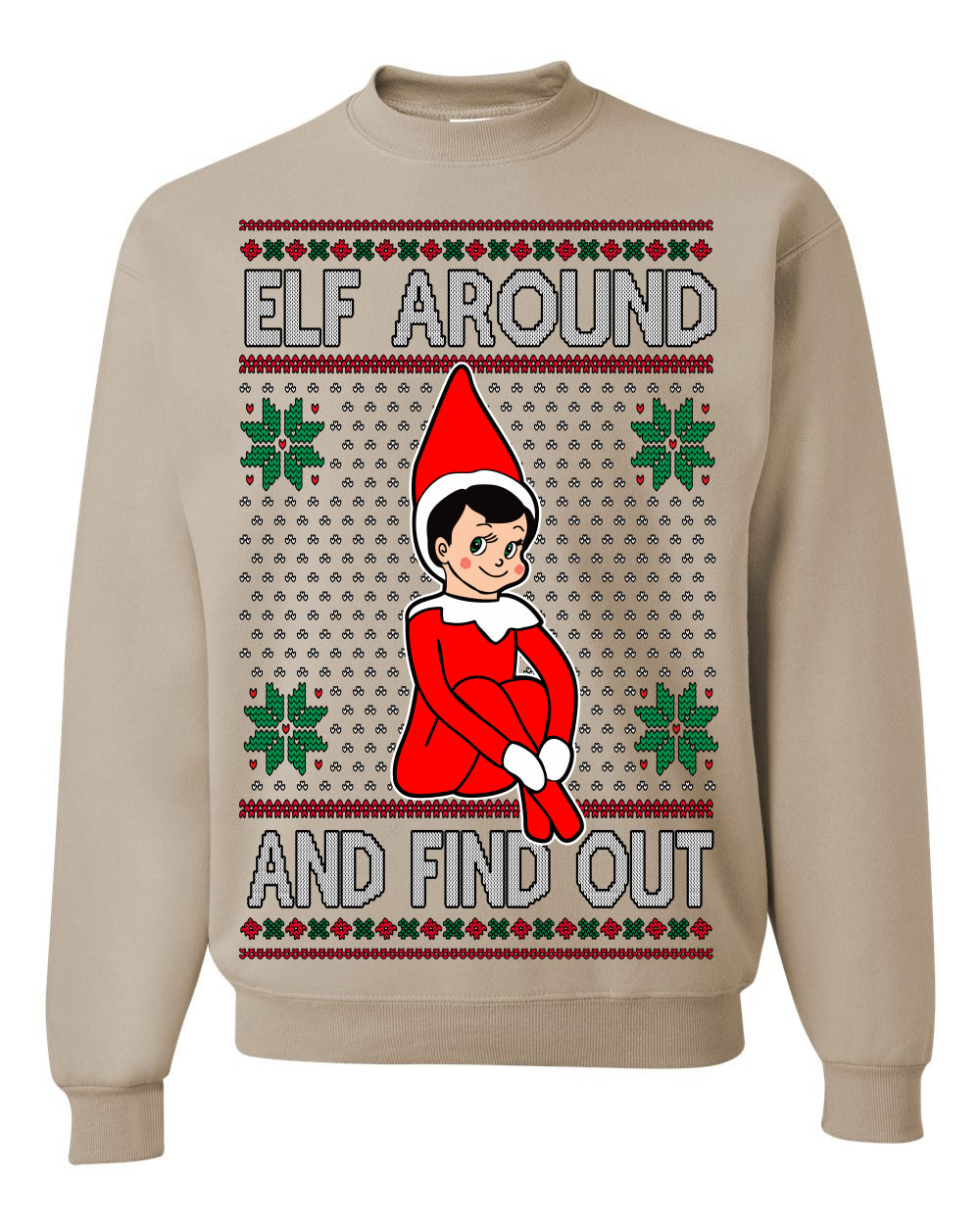 Elf Around and Find Out Funny Gift Toy on a Shelf, Classic Viral Winter Holidays Xmas Meme Ugly Christmas Sweater Ugly Christmas Men's T-Shirt