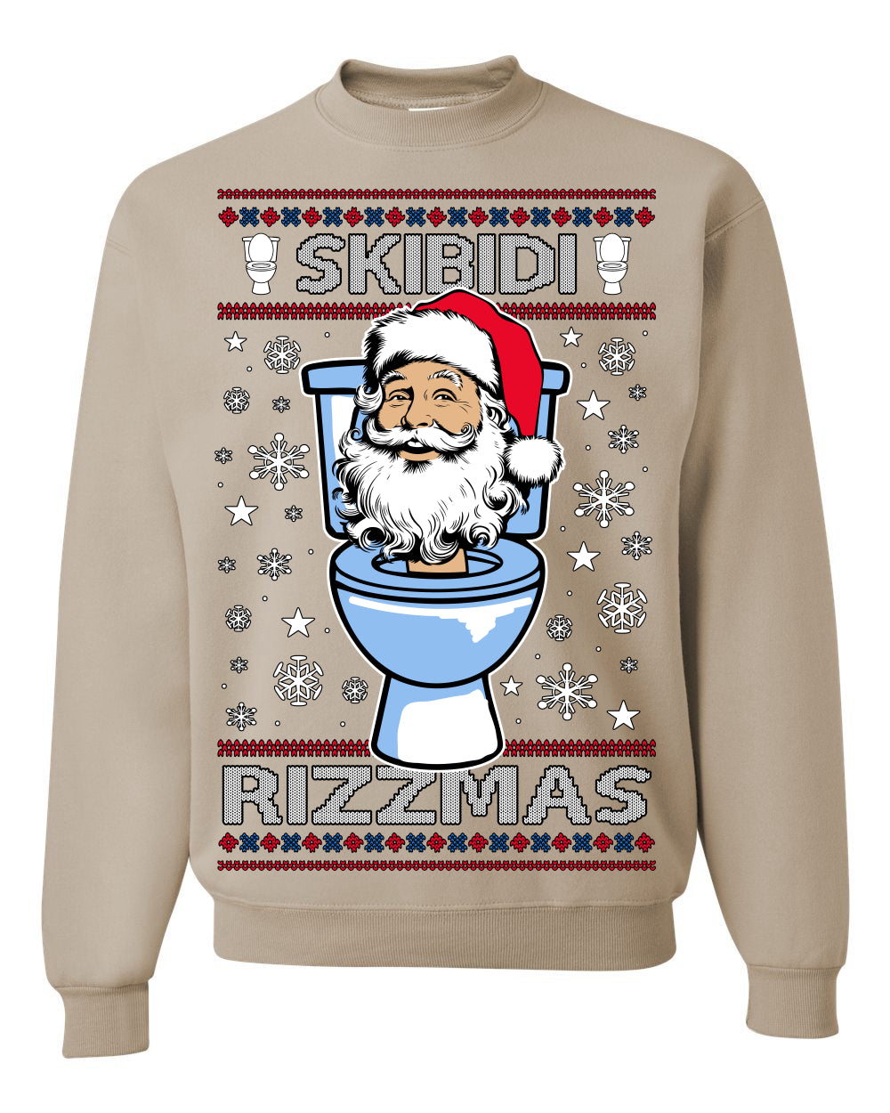 Skibidi Rizzmas Funny Toilet Video Viral Brain Rot Meme, Gen Z Alpha Slang Brainrot Memes Ugly Christmas Sweater Ugly Christmas Men's T-Shirt