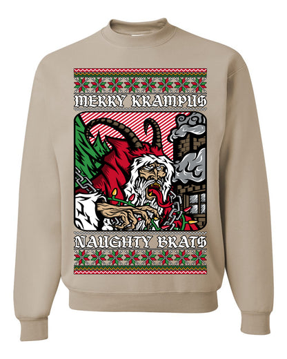 Merry Krampus Naughty Brats | Funny Ugly Christmas Sweater Crewneck Sweatshirt Ugly Christmas Unisex Crewneck Sweatshirt