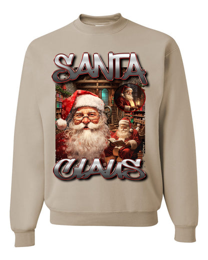 Santa Claus Bootleg Hype Rap Music Style, Funny Hip Hop North Pole Workshop Xmas, Ugly Christmas Sweater Crewneck Sweatshirt Ugly Christmas Unisex Crewneck Sweatshirt