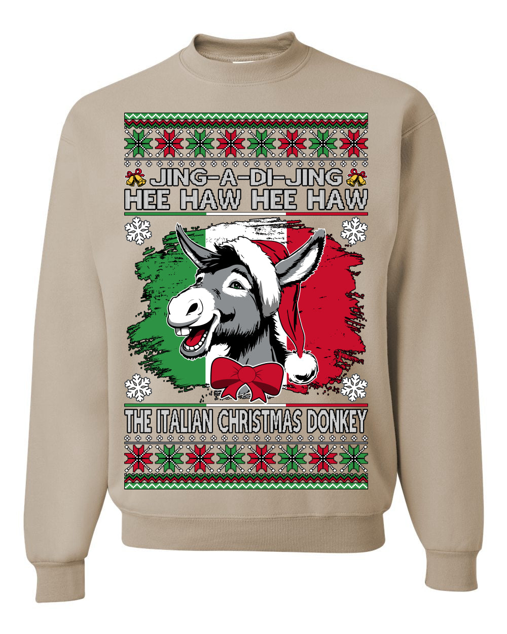 Jing a Di Jing Dominick the Italian Christmas Donkey, Classic New York Brooklyn Xmas Song Lyrics, Ugly Christmas Sweater Ugly Christmas Unisex Crewneck Sweatshirt