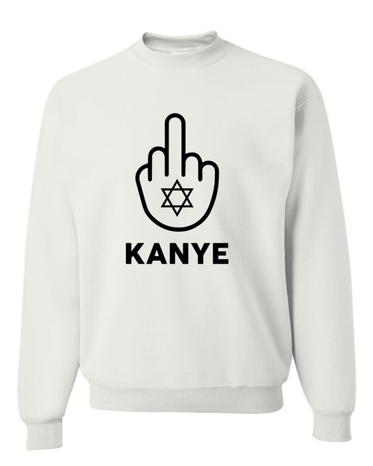 F Kanye Middle Finger Jewish Star Viral Trending Meme, Black, Hip Hop Music Pop Culture Unisex Crewneck Sweatshirt