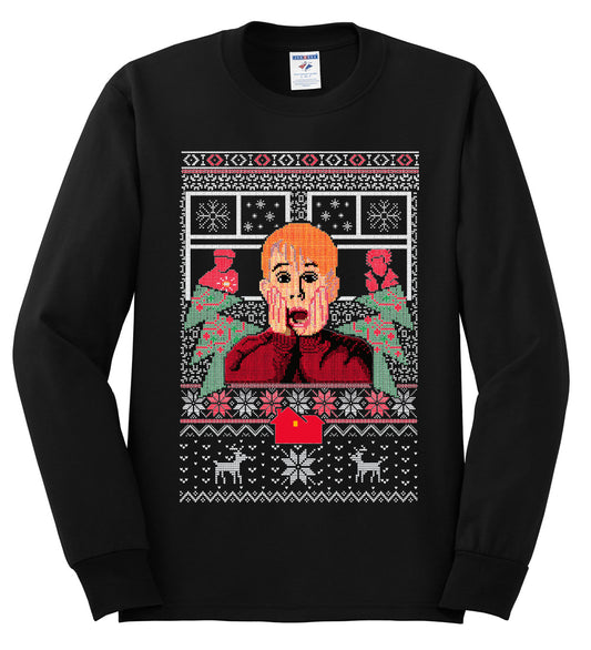 Kevin Merry Xmas Movie Fan, Christmas Gifts, Funny Xmas Gift Idea, Ugly Christmas Sweater Mens Long Sleeve Shirt