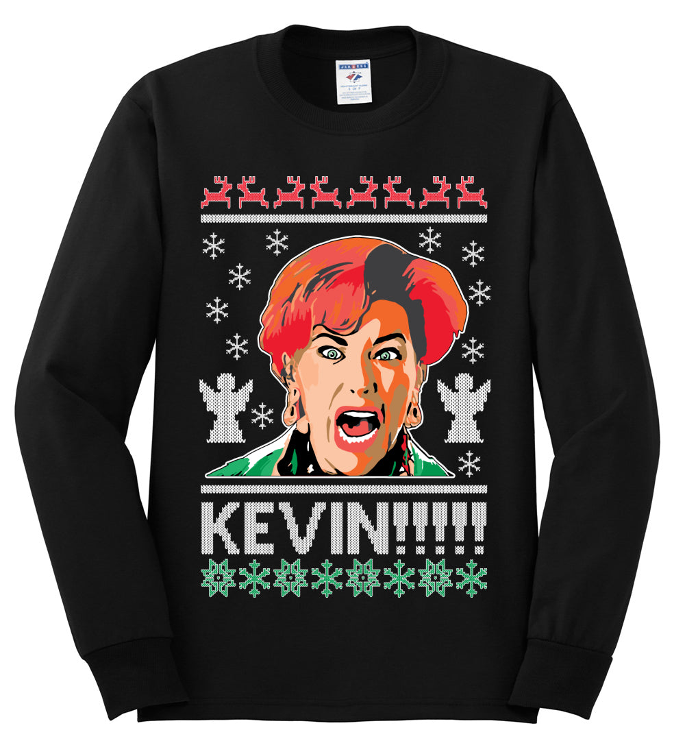 Kevin!!! Xmas Movie Classic, Christmas Gifts, Funny Xmas Gift Idea, Ugly Christmas Sweater Mens Long Sleeve Shirt