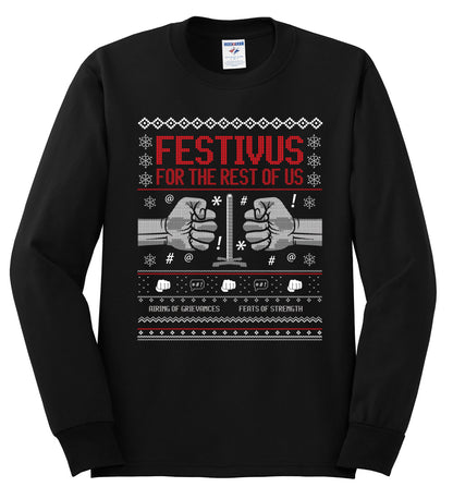Festivus for the Rest of Us, Christmas Gifts, Funny Xmas Gift Idea, Ugly Christmas Sweater Mens Long Sleeve Shirt