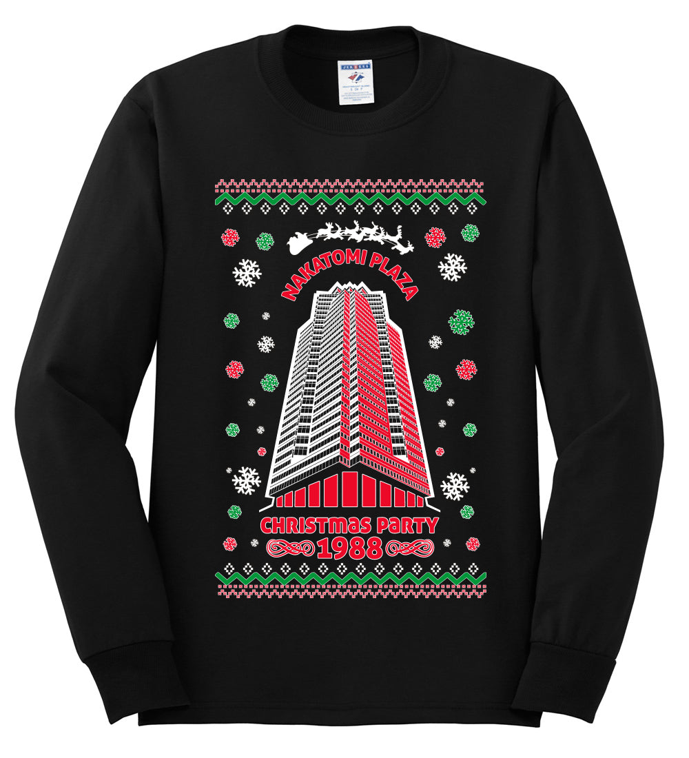 Ugly Unisex Crewneck Christmas Sweater 1988 Nakatomi Plaza Christmas Party  Ugly Christmas Sweater Mens Long Sleeve Shirt