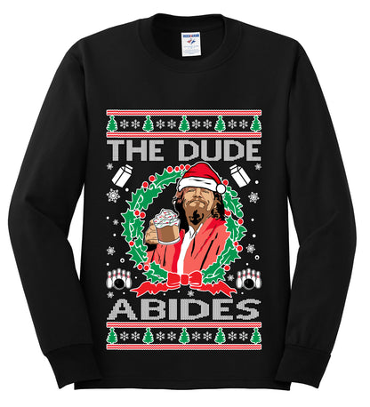 Big Lebowski - The Dude Abides, Christmas Gifts, Funny Xmas Gift Idea, Ugly Christmas Sweater Mens Long Sleeve Shirt