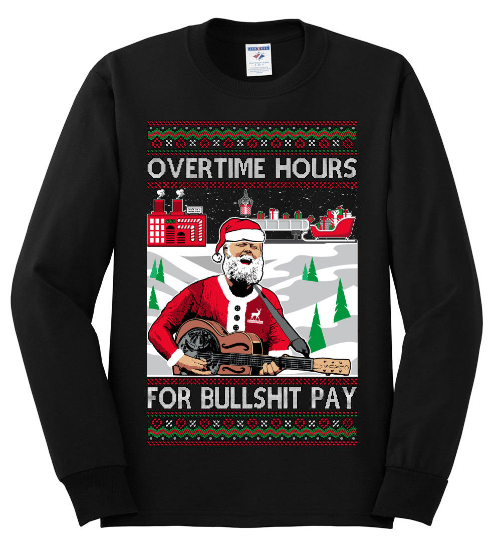 Overtime Hours Rich Men North of Richmond, Christmas Gifts, Funny Xmas Gift Idea, Ugly Christmas Sweater Mens Long Sleeve Shirt