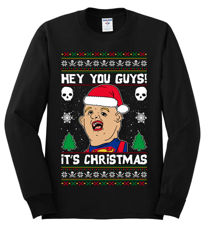 Hey You Guys! It's Sloth Never Say Die, Christmas Gifts, Funny Xmas Gift Idea, Ugly Christmas Sweater Mens Long Sleeve Shirt