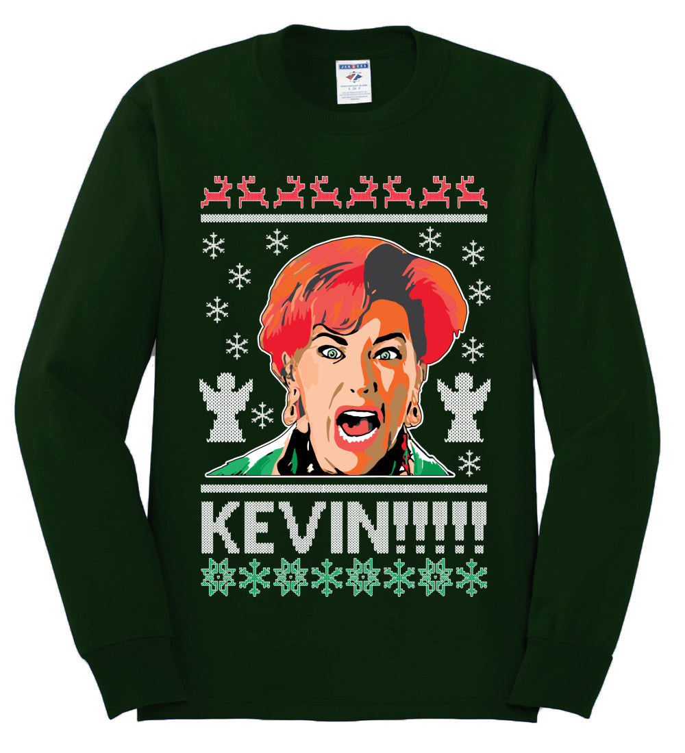Kevin!!! Xmas Movie Classic, Christmas Gifts, Funny Xmas Gift Idea, Ugly Christmas Sweater Mens Long Sleeve Shirt