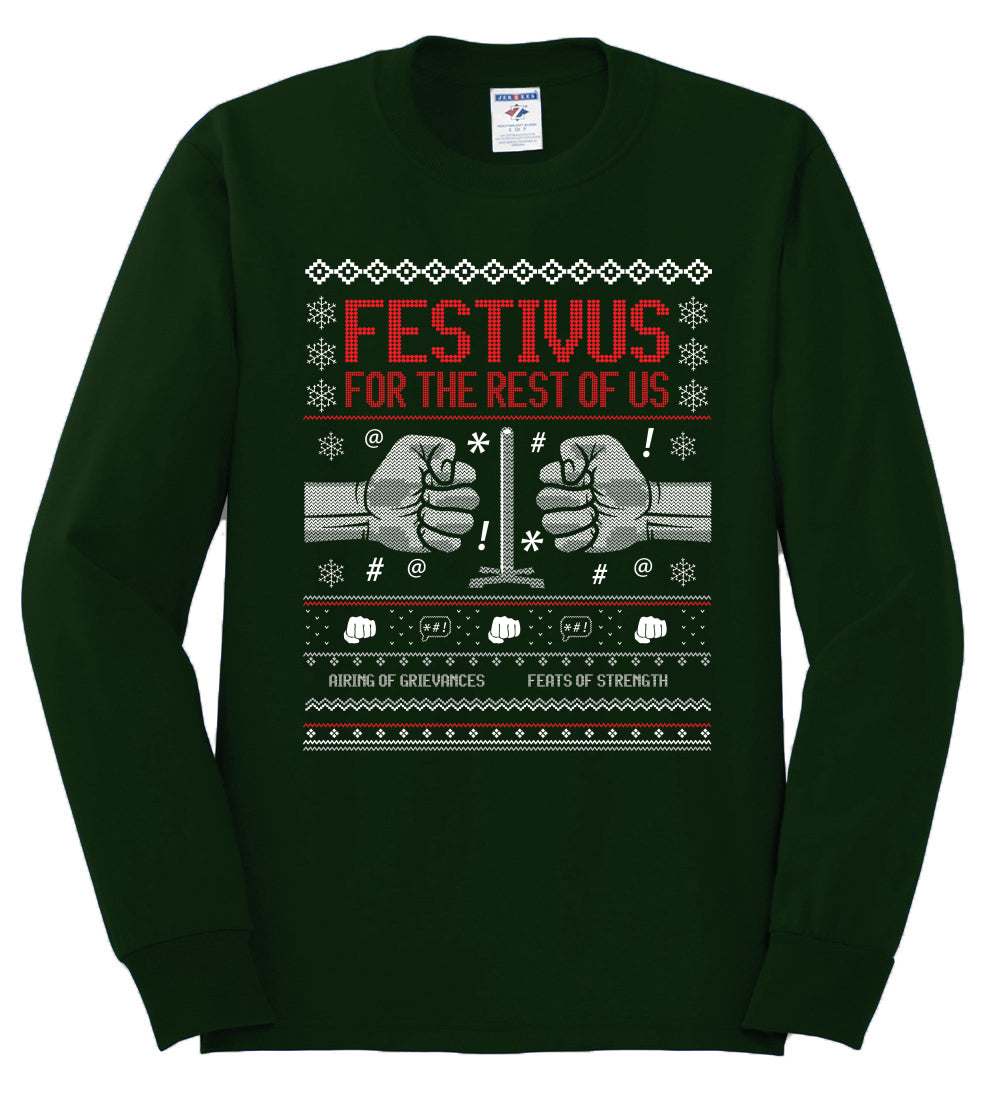 Festivus for the Rest of Us, Christmas Gifts, Funny Xmas Gift Idea, Ugly Christmas Sweater Mens Long Sleeve Shirt