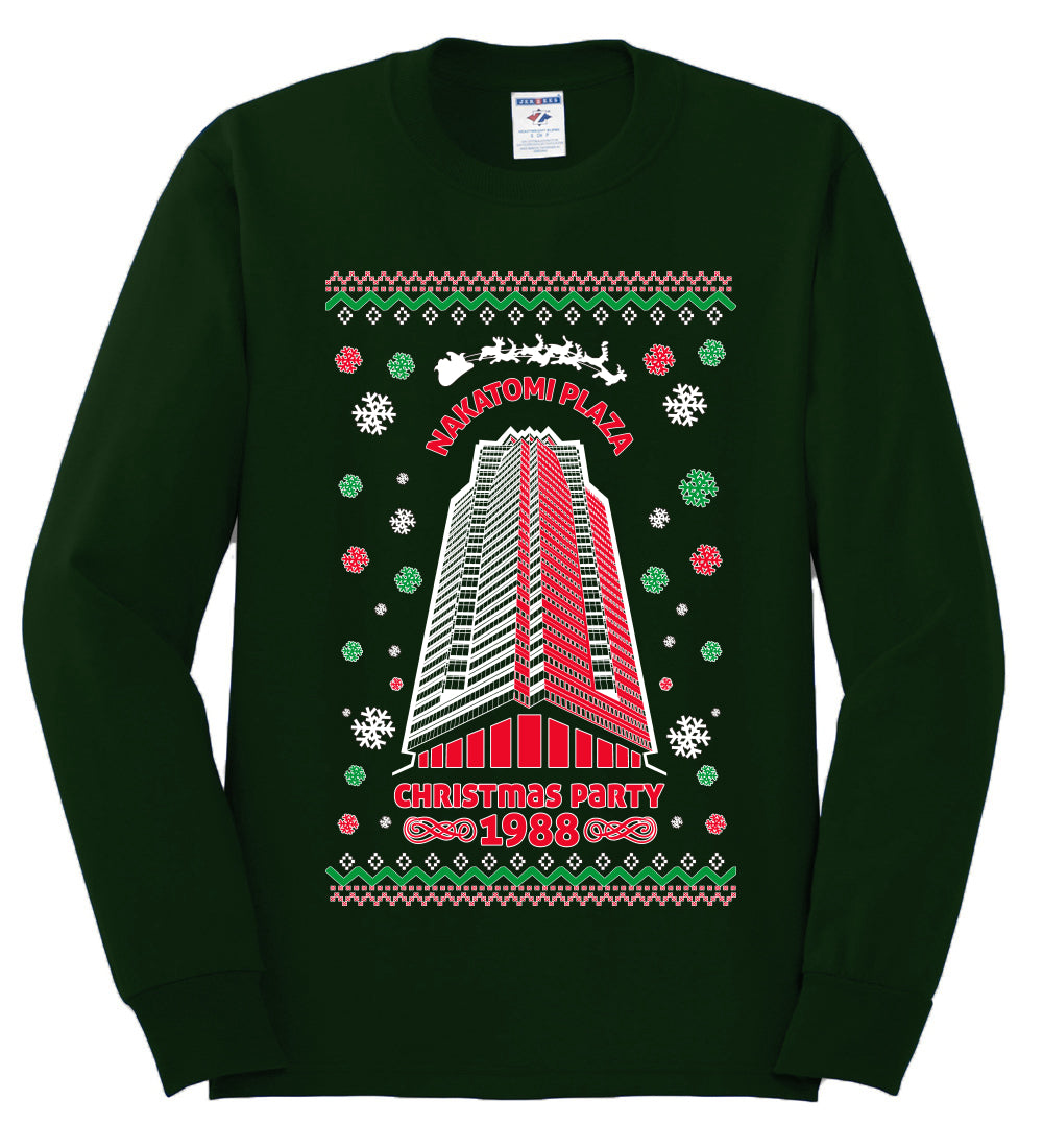 Ugly Unisex Crewneck Christmas Sweater 1988 Nakatomi Plaza Christmas Party  Ugly Christmas Sweater Mens Long Sleeve Shirt