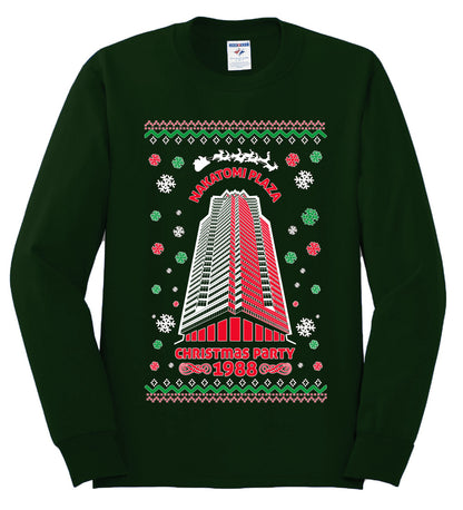 Ugly Unisex Crewneck Christmas Sweater 1988 Nakatomi Plaza Christmas Party  Ugly Christmas Sweater Mens Long Sleeve Shirt