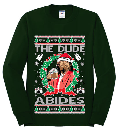 Big Lebowski - The Dude Abides, Christmas Gifts, Funny Xmas Gift Idea, Ugly Christmas Sweater Mens Long Sleeve Shirt