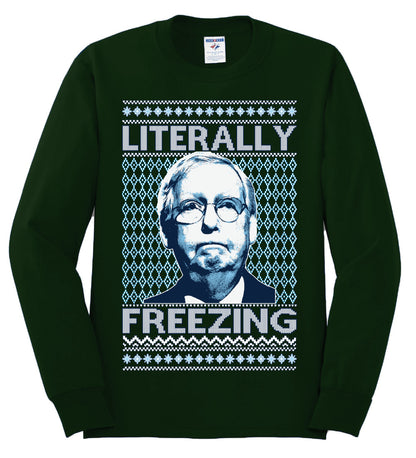 Literally Freezing McConnell , Merry Christmas Tee, Ugly Christmas,  Sweater Mens Long Sleeve Shirt