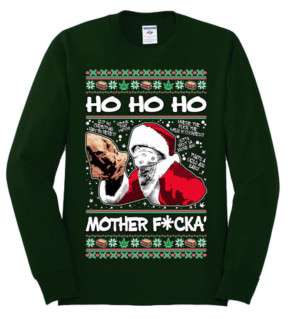Friday Hood Santa , Merry Christmas Tee, Ugly Christmas,  Sweater Mens Long Sleeve Shirt