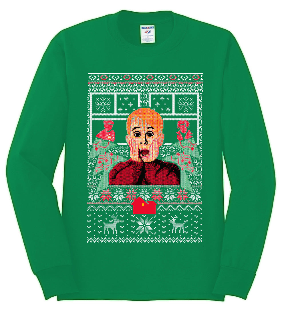 Kevin Merry Xmas Movie Fan, Christmas Gifts, Funny Xmas Gift Idea, Ugly Christmas Sweater Mens Long Sleeve Shirt