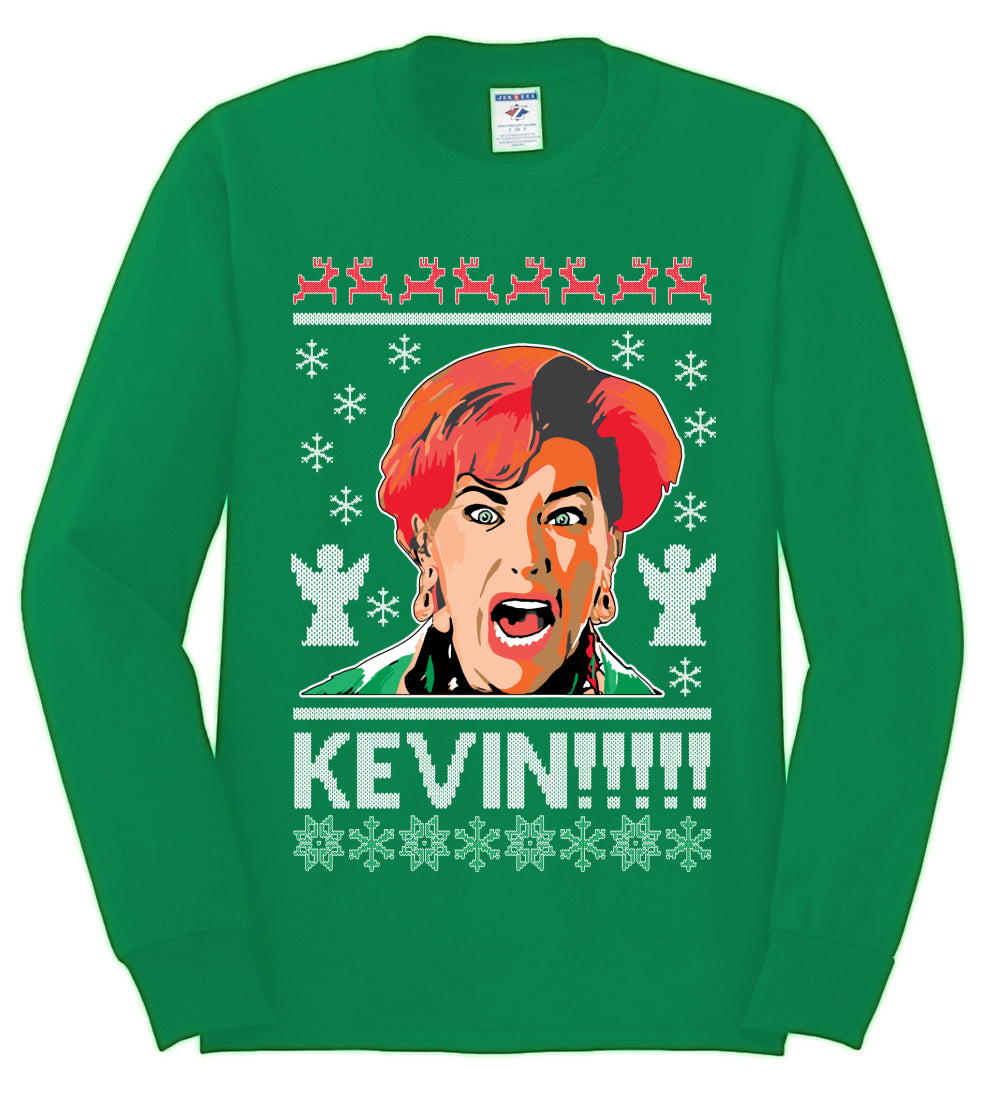 Kevin!!! Xmas Movie Classic, Christmas Gifts, Funny Xmas Gift Idea, Ugly Christmas Sweater Mens Long Sleeve Shirt