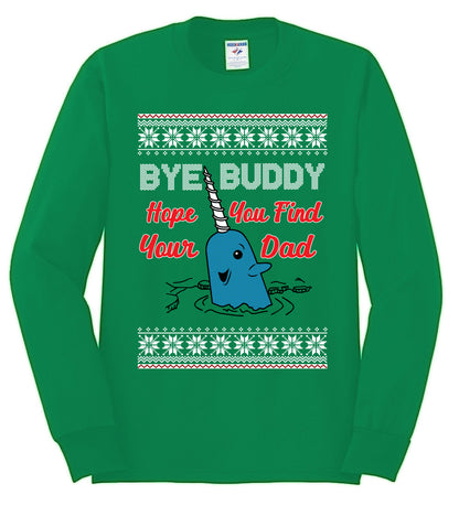 Hope You Find Your Dad Funny Elf Christmas Quote, Christmas Gifts, Funny Xmas Gift Idea, Ugly Christmas Sweater Mens Long Sleeve Shirt
