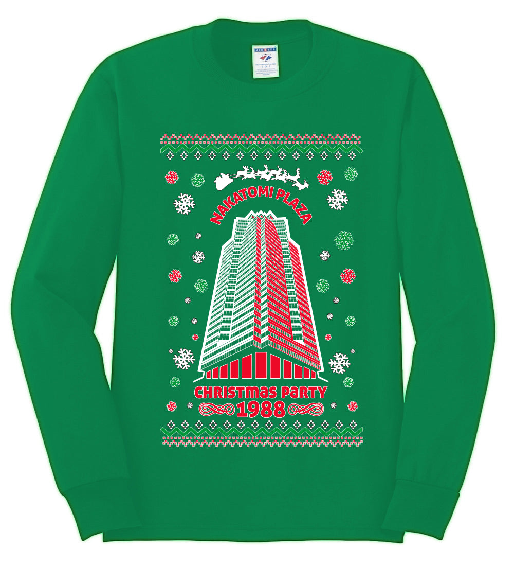 Ugly Unisex Crewneck Christmas Sweater 1988 Nakatomi Plaza Christmas Party  Ugly Christmas Sweater Mens Long Sleeve Shirt