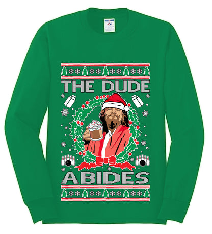 Big Lebowski - The Dude Abides, Christmas Gifts, Funny Xmas Gift Idea, Ugly Christmas Sweater Mens Long Sleeve Shirt