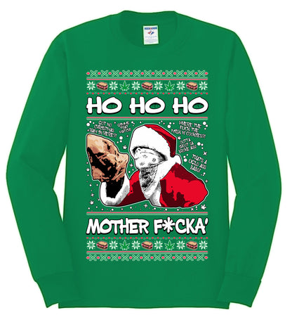 Friday Hood Santa , Merry Christmas Tee, Ugly Christmas,  Sweater Mens Long Sleeve Shirt