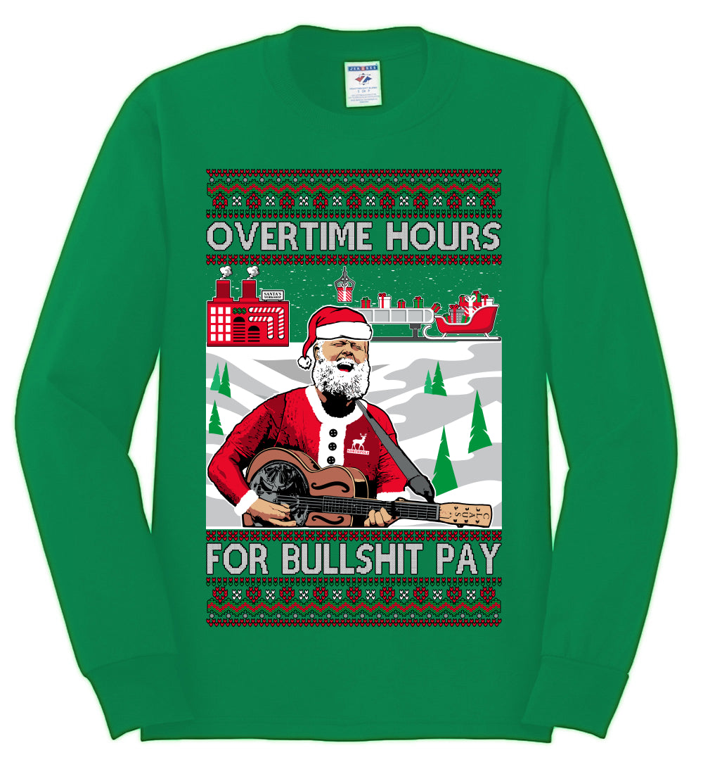 Overtime Hours Rich Men North of Richmond, Christmas Gifts, Funny Xmas Gift Idea, Ugly Christmas Sweater Mens Long Sleeve Shirt