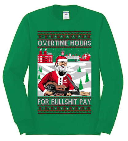 Overtime Hours Rich Men North of Richmond, Christmas Gifts, Funny Xmas Gift Idea, Ugly Christmas Sweater Mens Long Sleeve Shirt