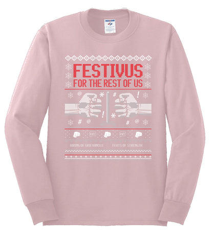 Festivus for the Rest of Us, Christmas Gifts, Funny Xmas Gift Idea, Ugly Christmas Sweater Mens Long Sleeve Shirt