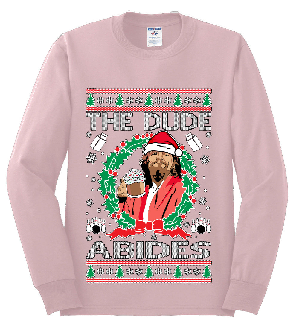 Big Lebowski - The Dude Abides, Christmas Gifts, Funny Xmas Gift Idea, Ugly Christmas Sweater Mens Long Sleeve Shirt