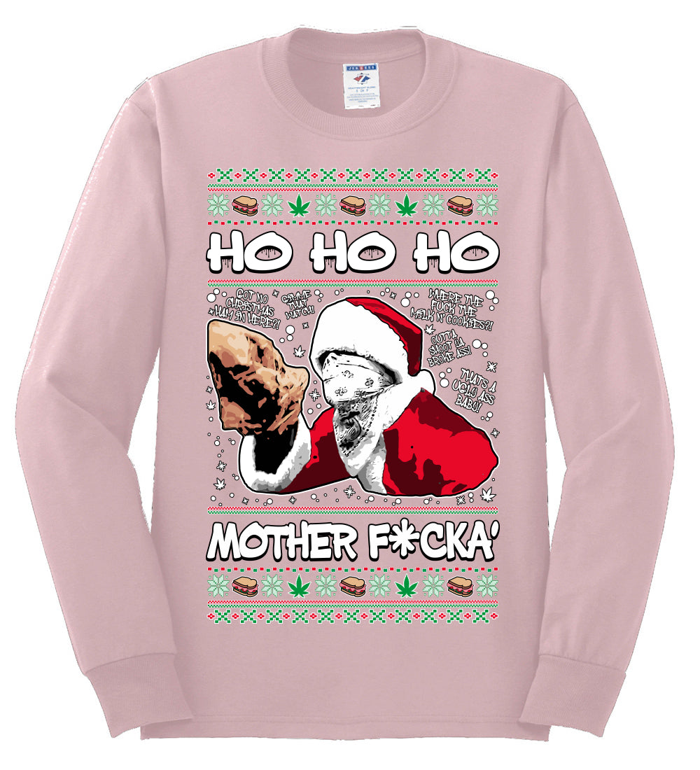 Friday Hood Santa , Merry Christmas Tee, Ugly Christmas,  Sweater Mens Long Sleeve Shirt