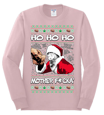 Friday Hood Santa , Merry Christmas Tee, Ugly Christmas,  Sweater Mens Long Sleeve Shirt