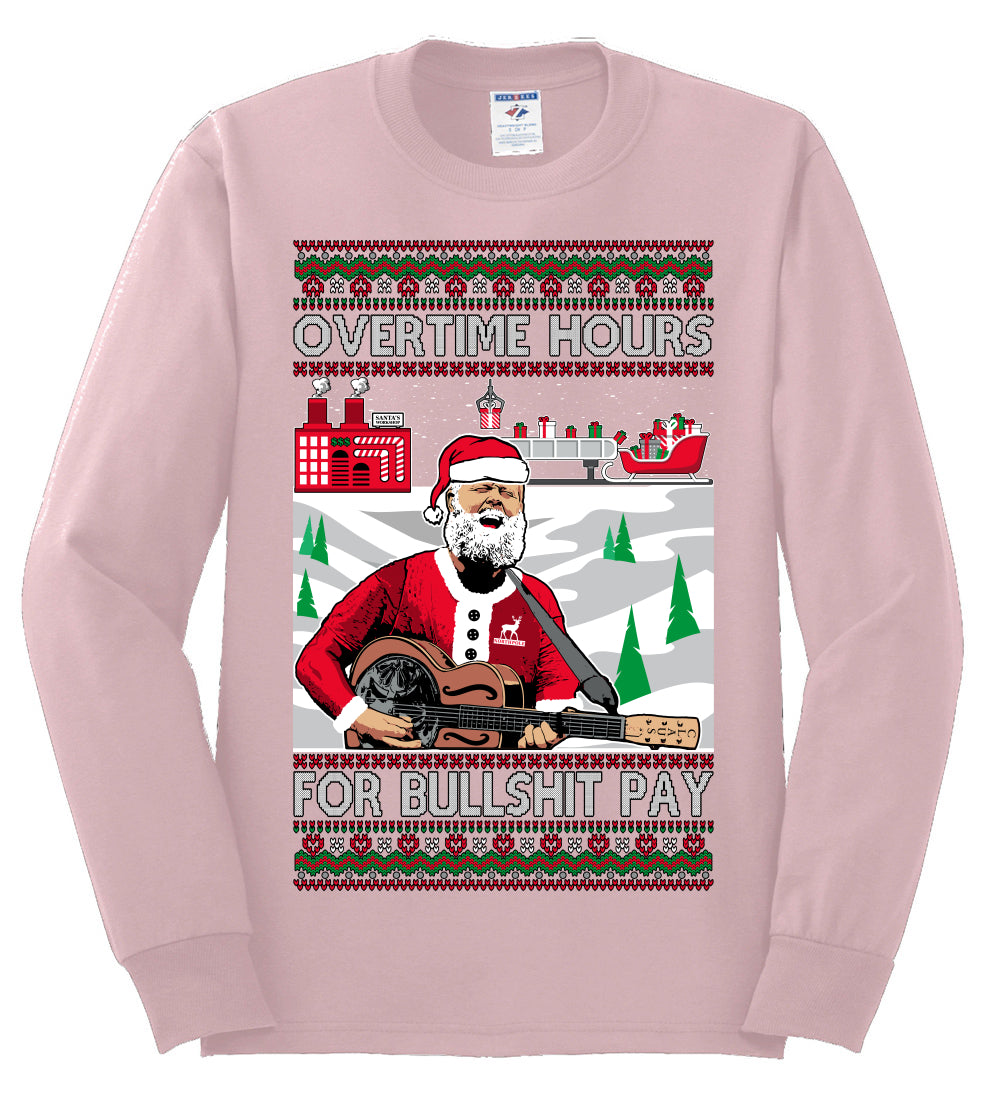 Overtime Hours Rich Men North of Richmond, Christmas Gifts, Funny Xmas Gift Idea, Ugly Christmas Sweater Mens Long Sleeve Shirt