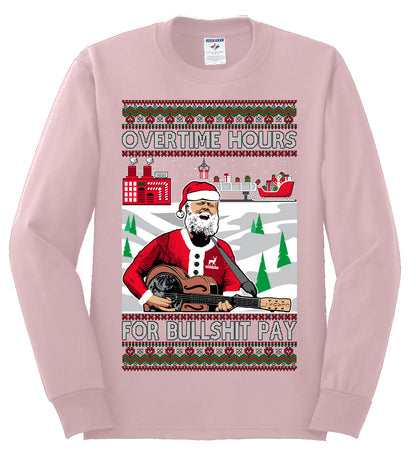 Overtime Hours Rich Men North of Richmond, Christmas Gifts, Funny Xmas Gift Idea, Ugly Christmas Sweater Mens Long Sleeve Shirt
