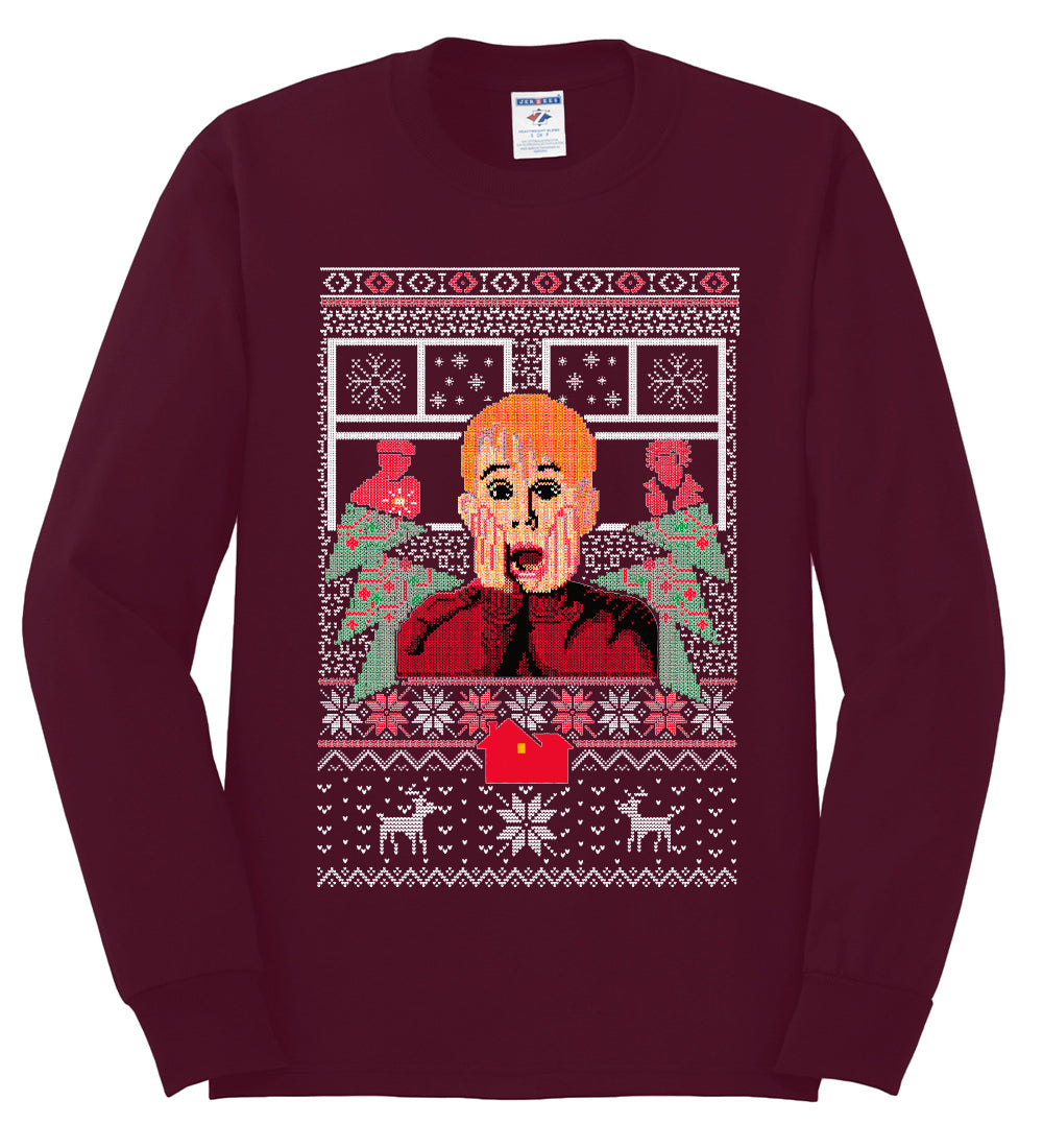 Kevin Merry Xmas Movie Fan, Christmas Gifts, Funny Xmas Gift Idea, Ugly Christmas Sweater Mens Long Sleeve Shirt
