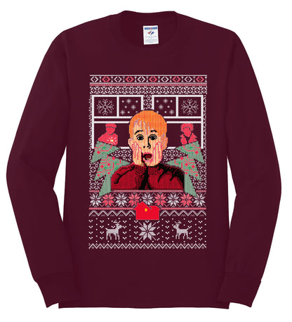 Kevin Merry Xmas Movie Fan, Christmas Gifts, Funny Xmas Gift Idea, Ugly Christmas Sweater Mens Long Sleeve Shirt