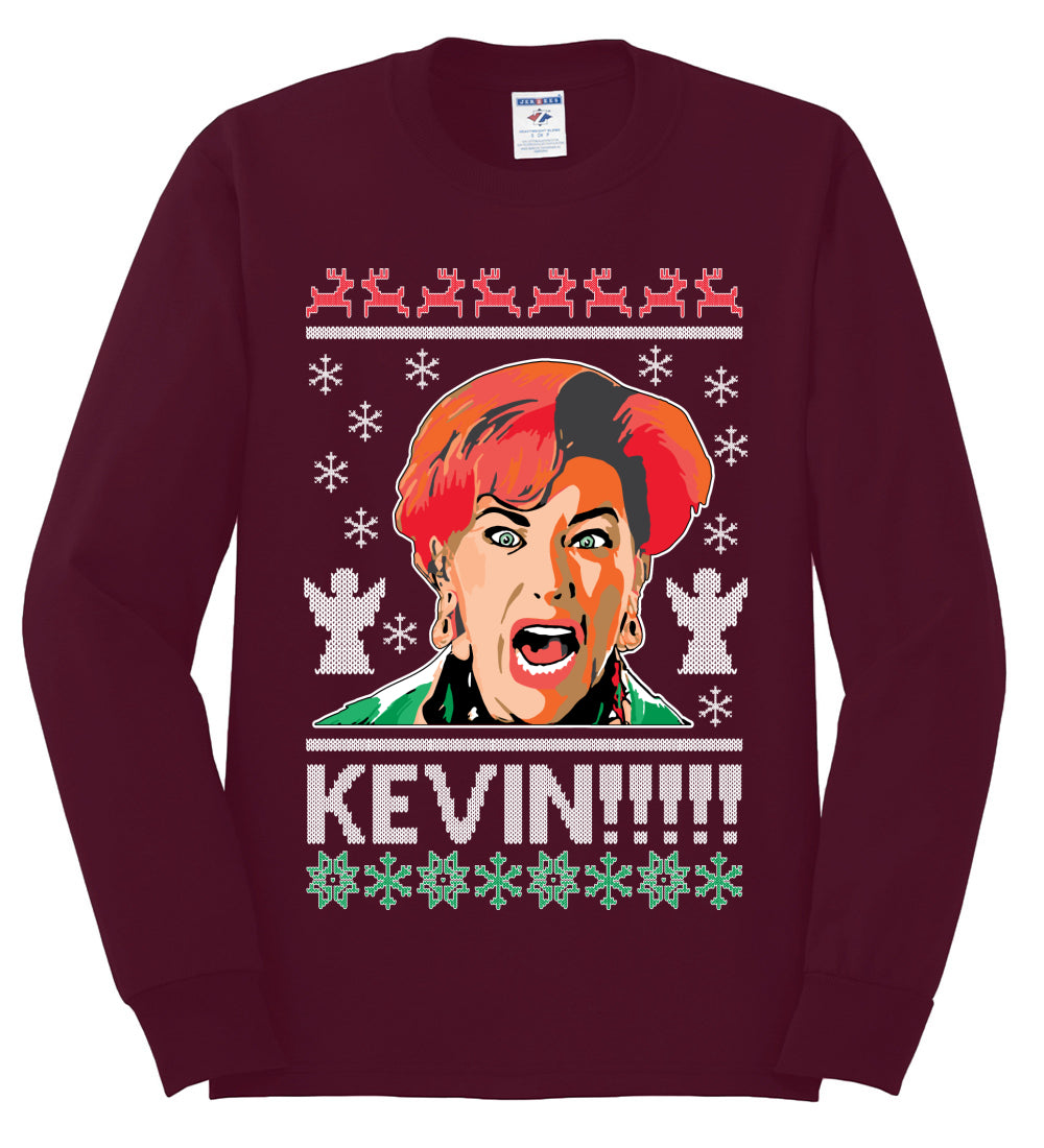 Kevin!!! Xmas Movie Classic, Christmas Gifts, Funny Xmas Gift Idea, Ugly Christmas Sweater Mens Long Sleeve Shirt